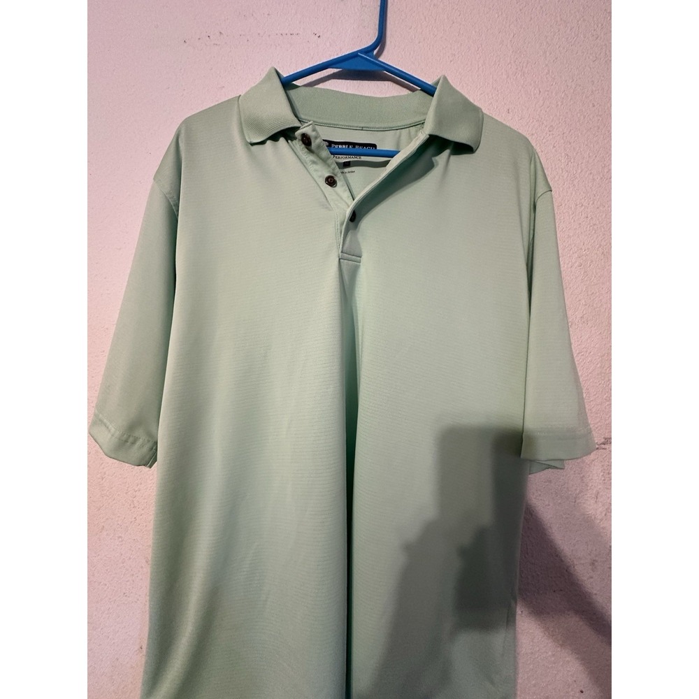 Pebble Beach Performance Polo Light Green Men's Medium Short Sleeve Collared